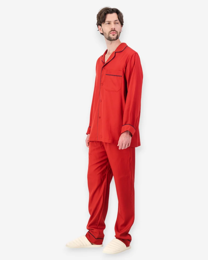 Men's Pyjamas - Red Tencel