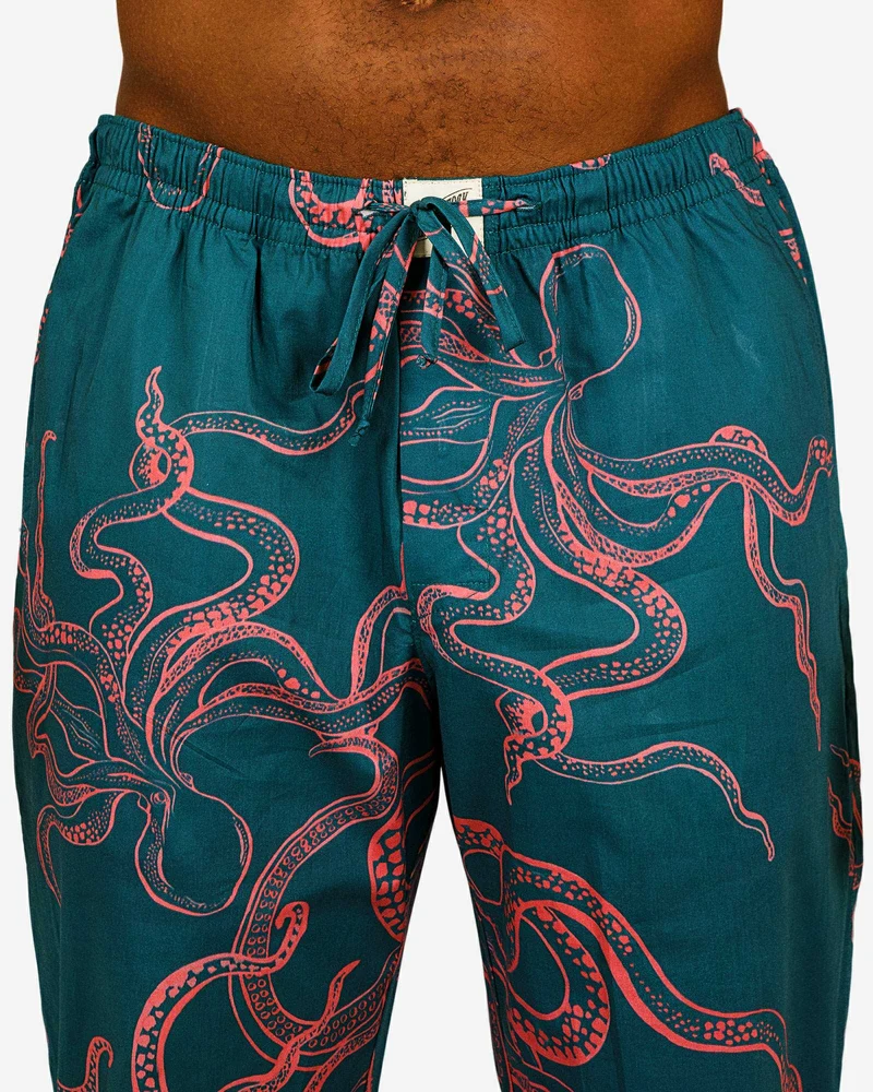Men's Pyjama Bottoms - Octopus Pink