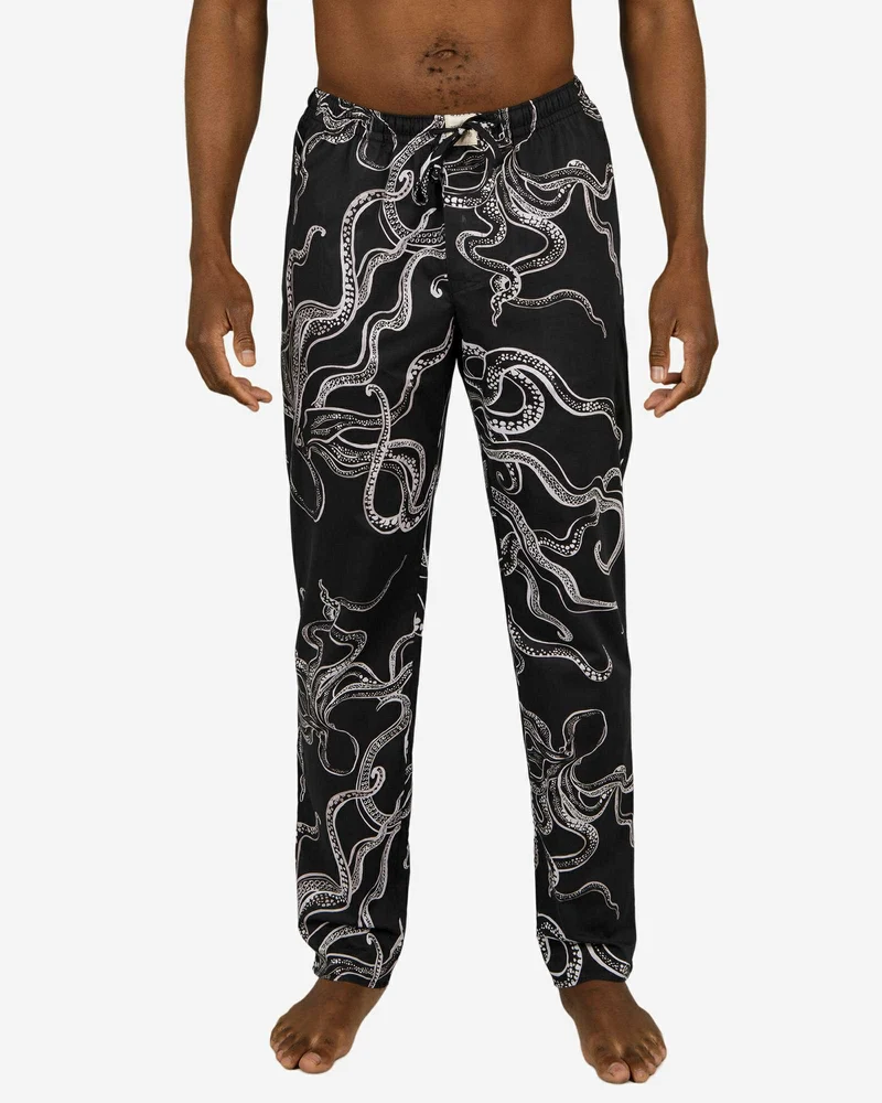 Men's Pyjama Bottoms - Octopus Black