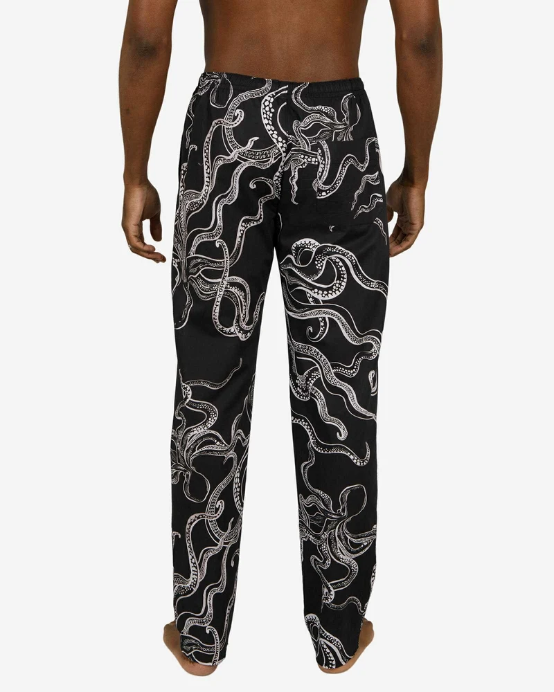 Men's Pyjama Bottoms - Octopus Black