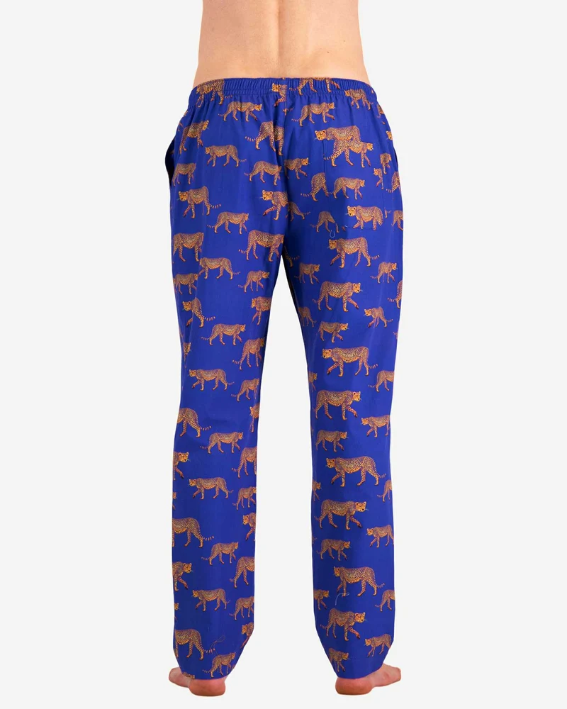 Men's Pyjama Bottoms - Blue Cheetah