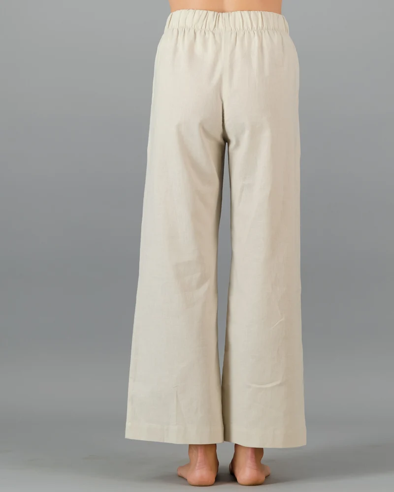 Women's beige linen trousers - Sand