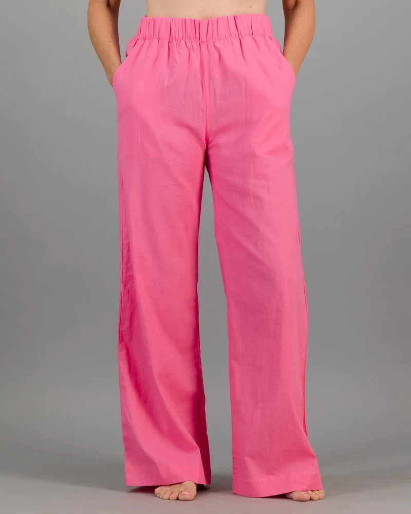 Women's pink linen trousers