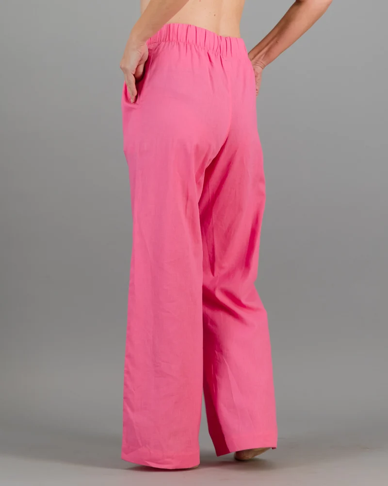 Women's pink linen trousers
