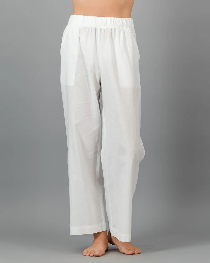 Women's white linen trousers