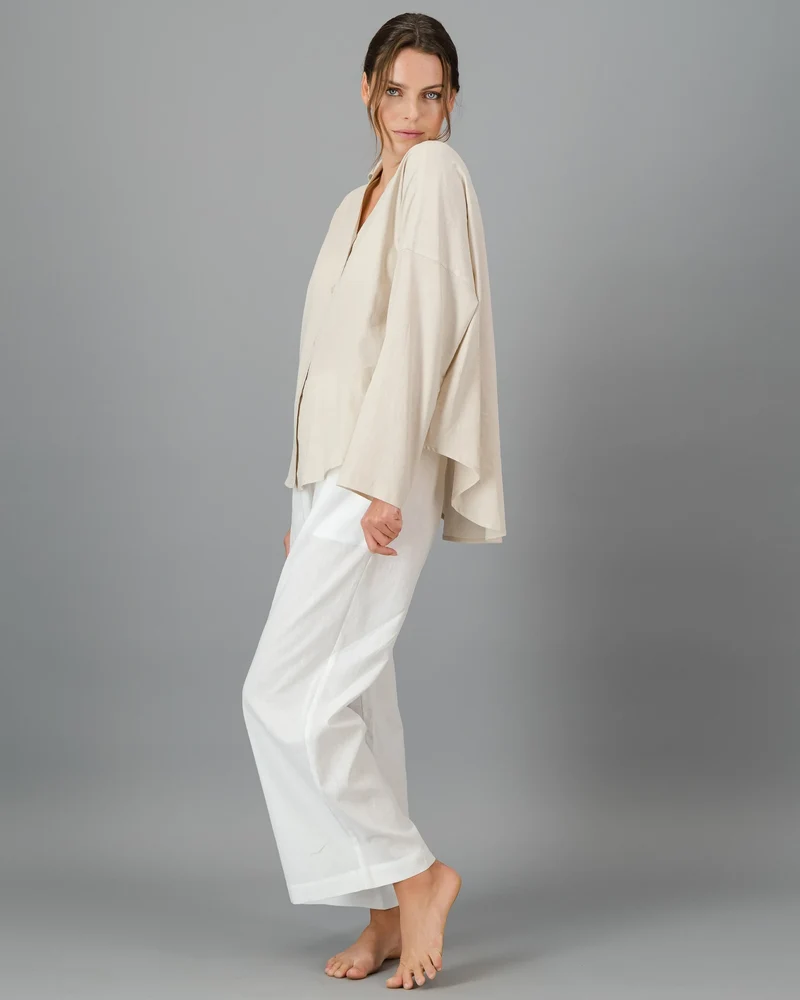 Women's white linen trousers
