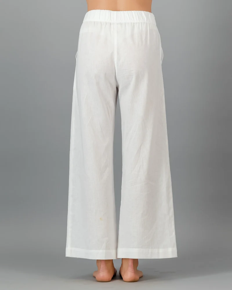 Women's white linen trousers