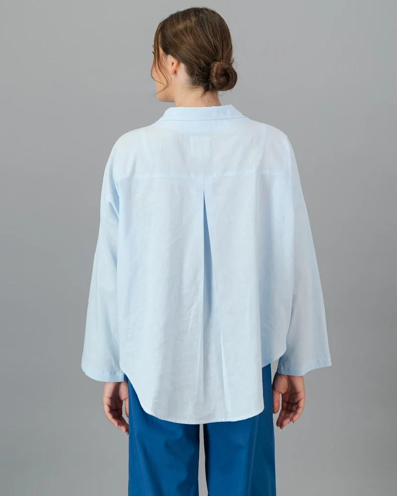 Women's Light Blue Linen Shirt - Sky Blue