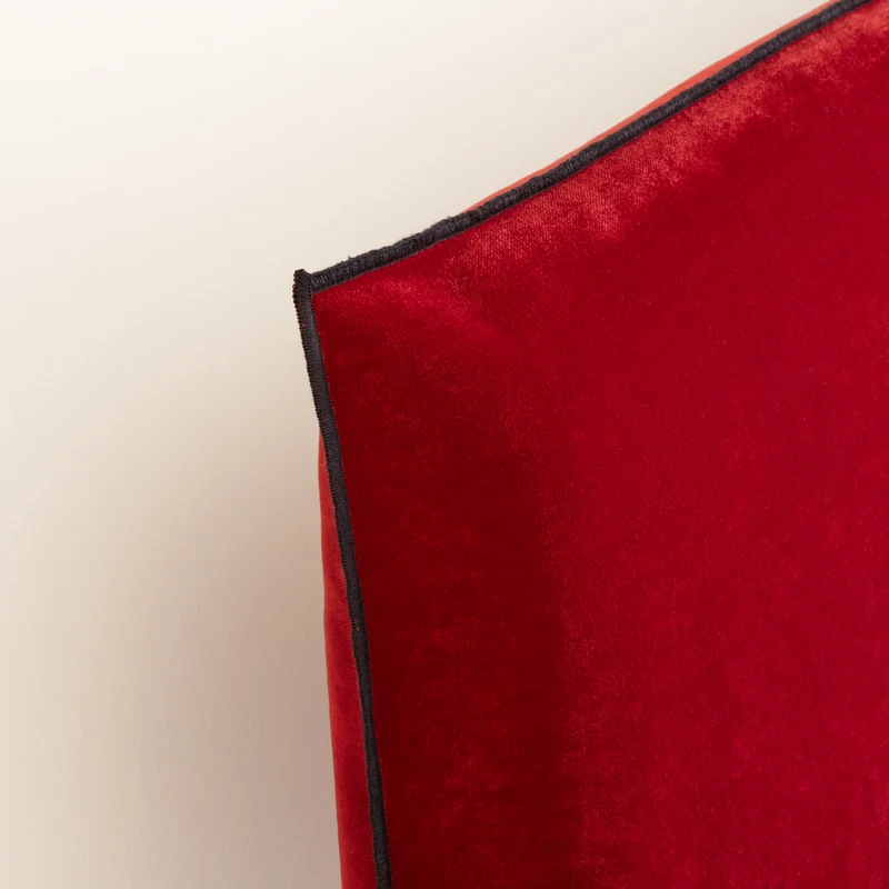 Housse de tête de lit DARIO rouge opéra et bourdon noir