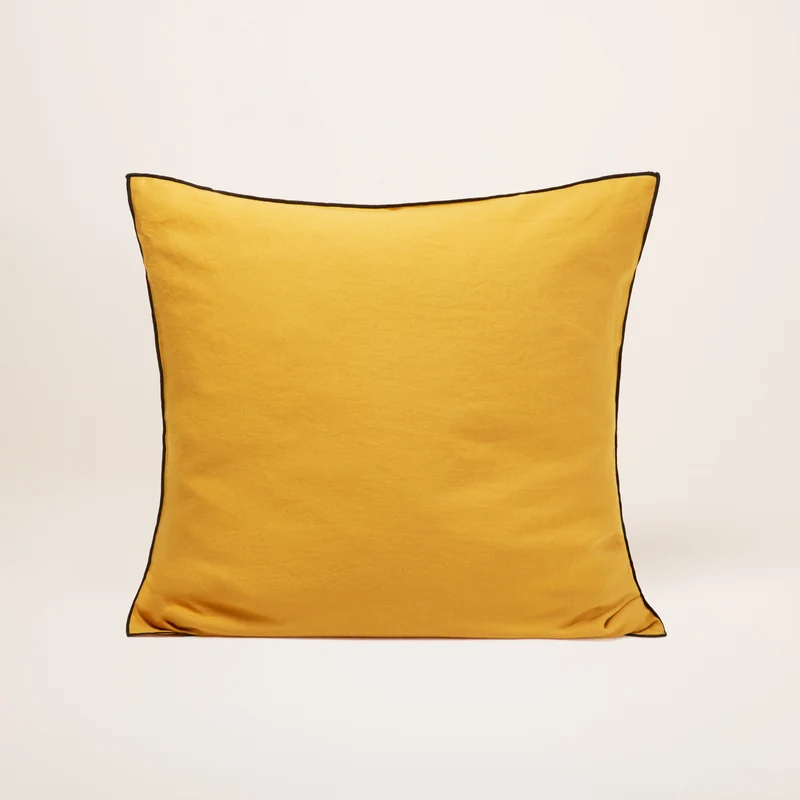 Lot de 2 taies d'oreiller CARLINA ocre et bourdon noir