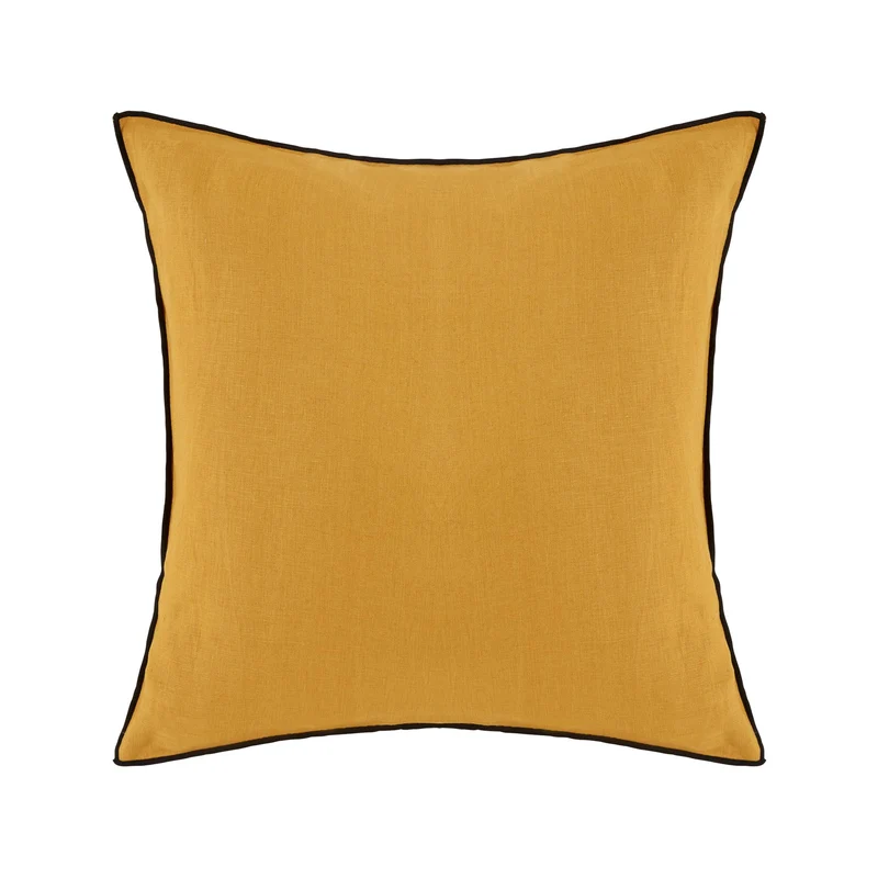 Lot de 2 taies d'oreiller CARLINA ocre et bourdon noir