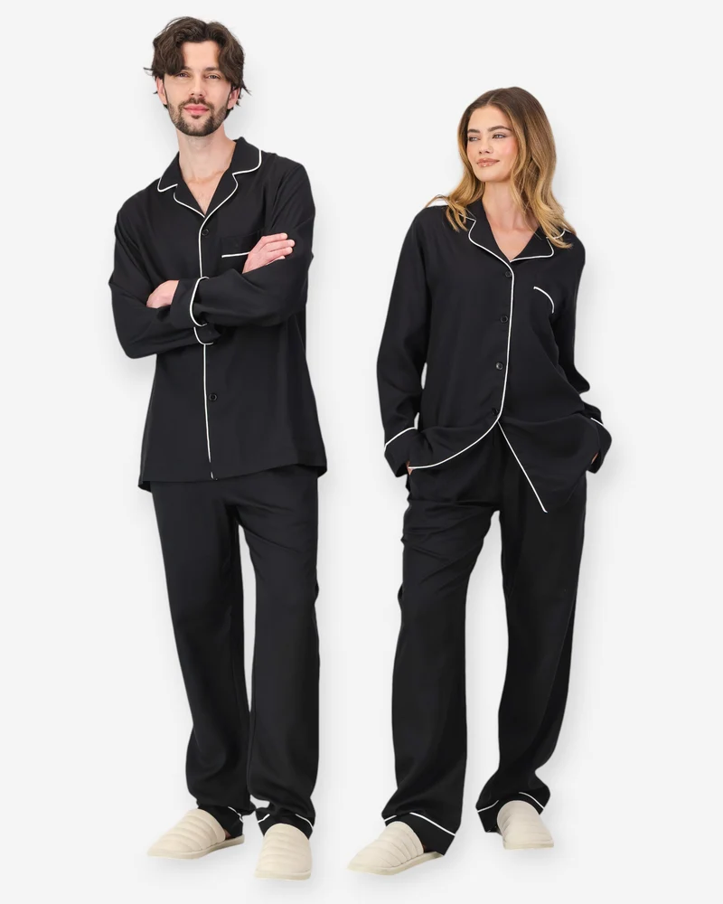Black TENCEL™ Couples Pyjamas