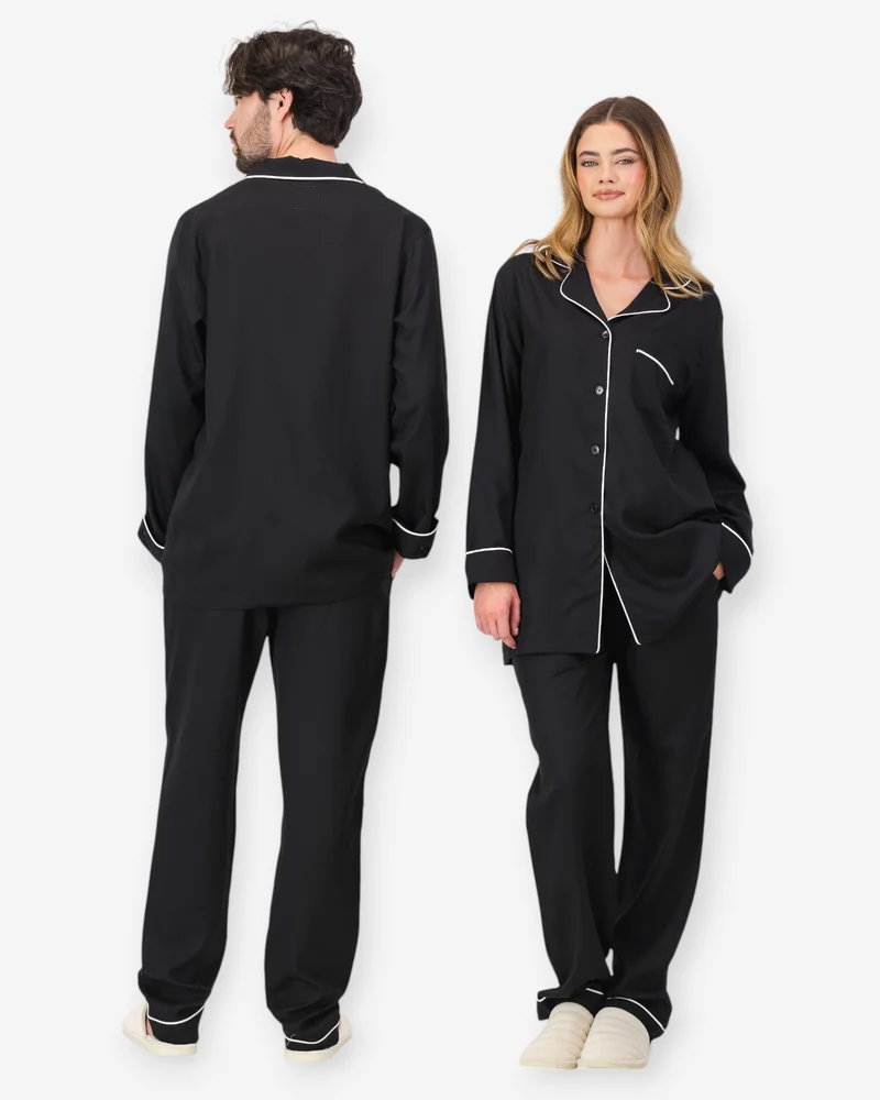 Black TENCEL™ Couples Pyjamas