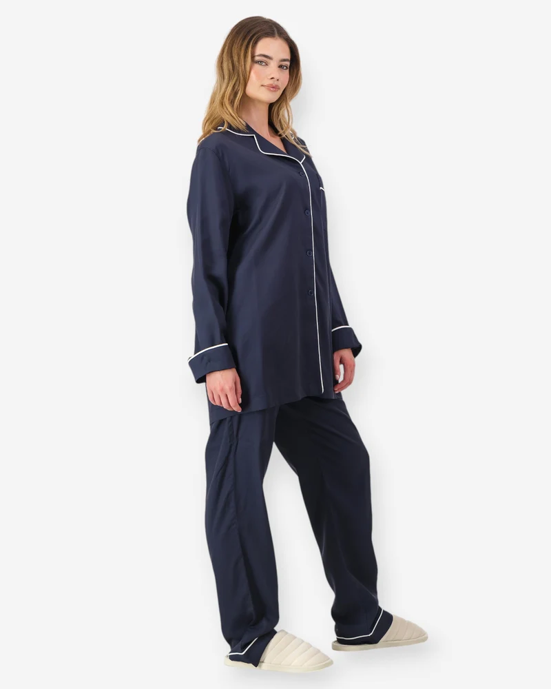 Women's Pyjamas – Navy Tencel