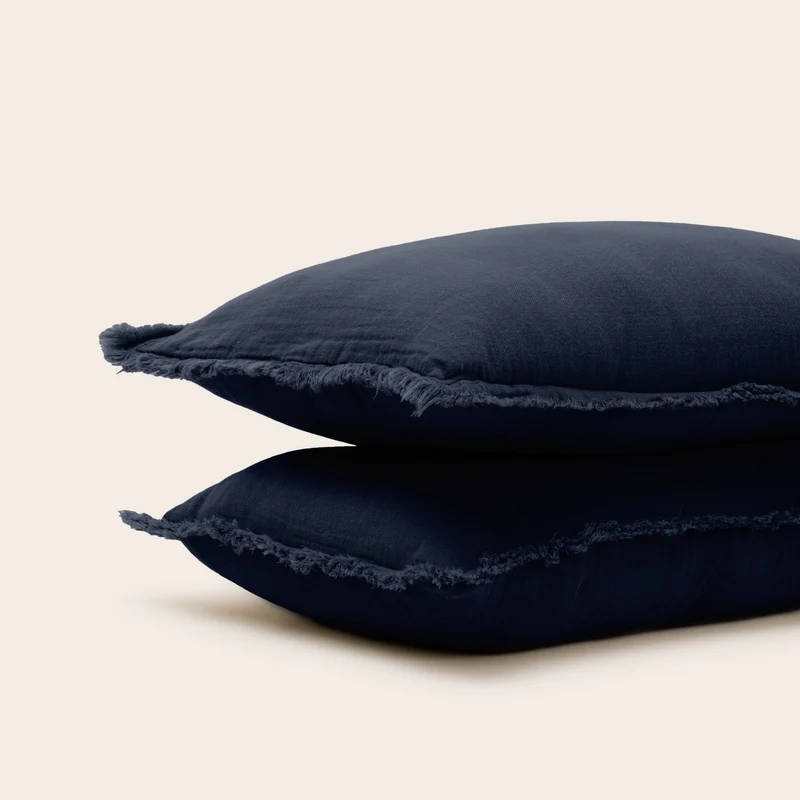 Lot de 2 taies d'oreiller LOU encre bleue