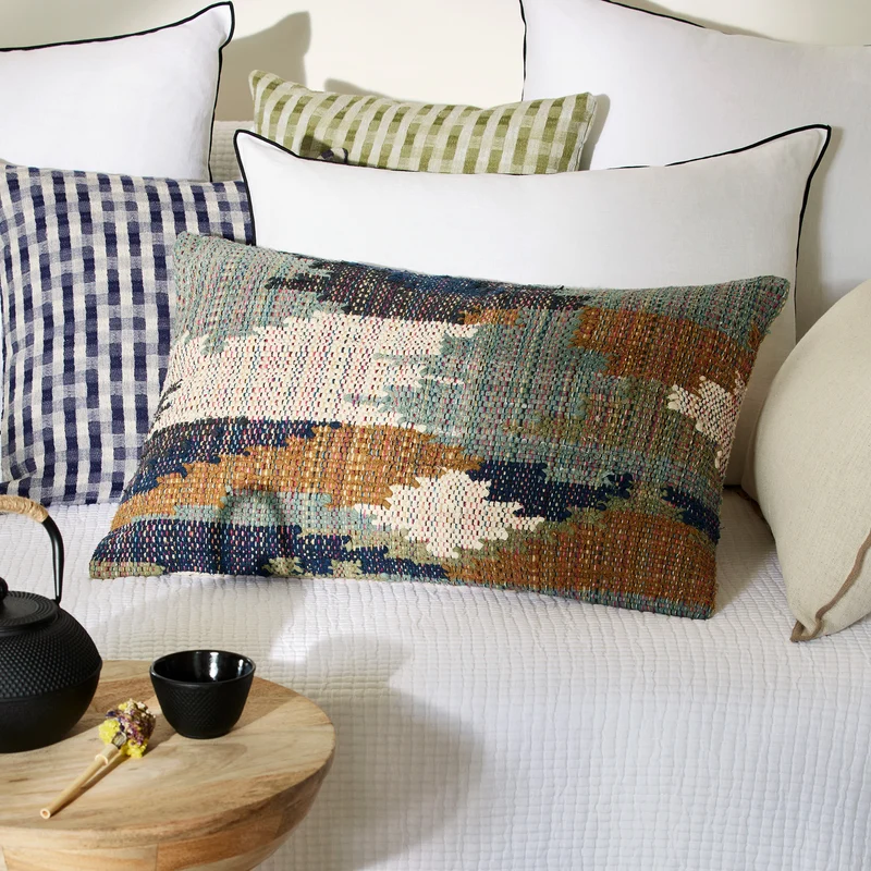 Housse de coussin MARVIN camouflage bleuté