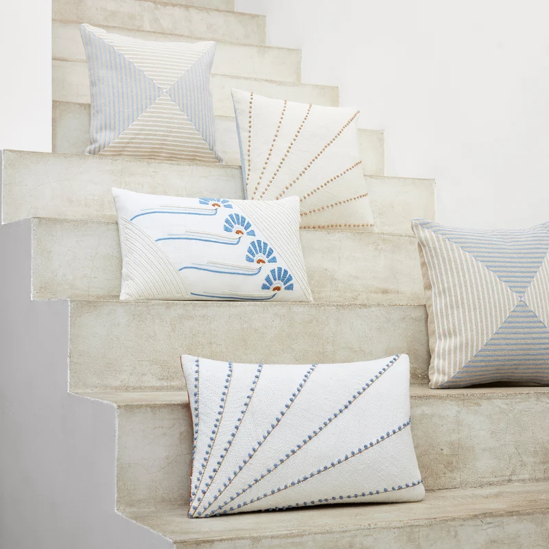 Housse de coussin OCEANA blanc et bleuté