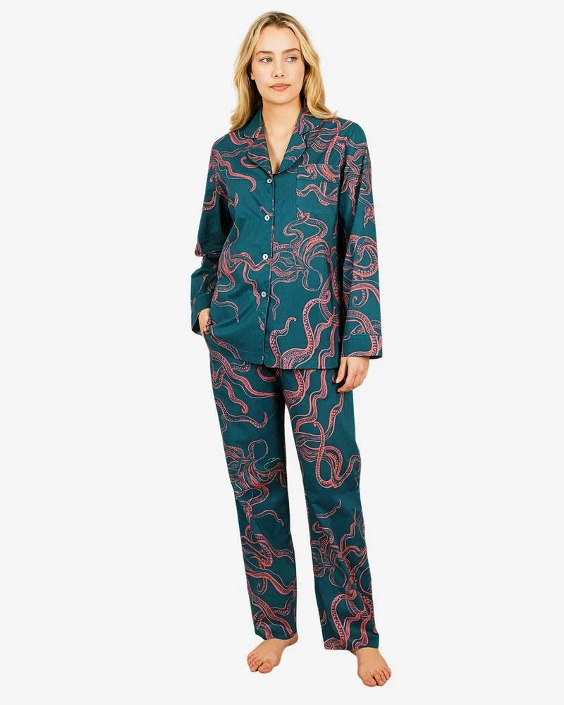 Green matching PJs - Octopus Pink