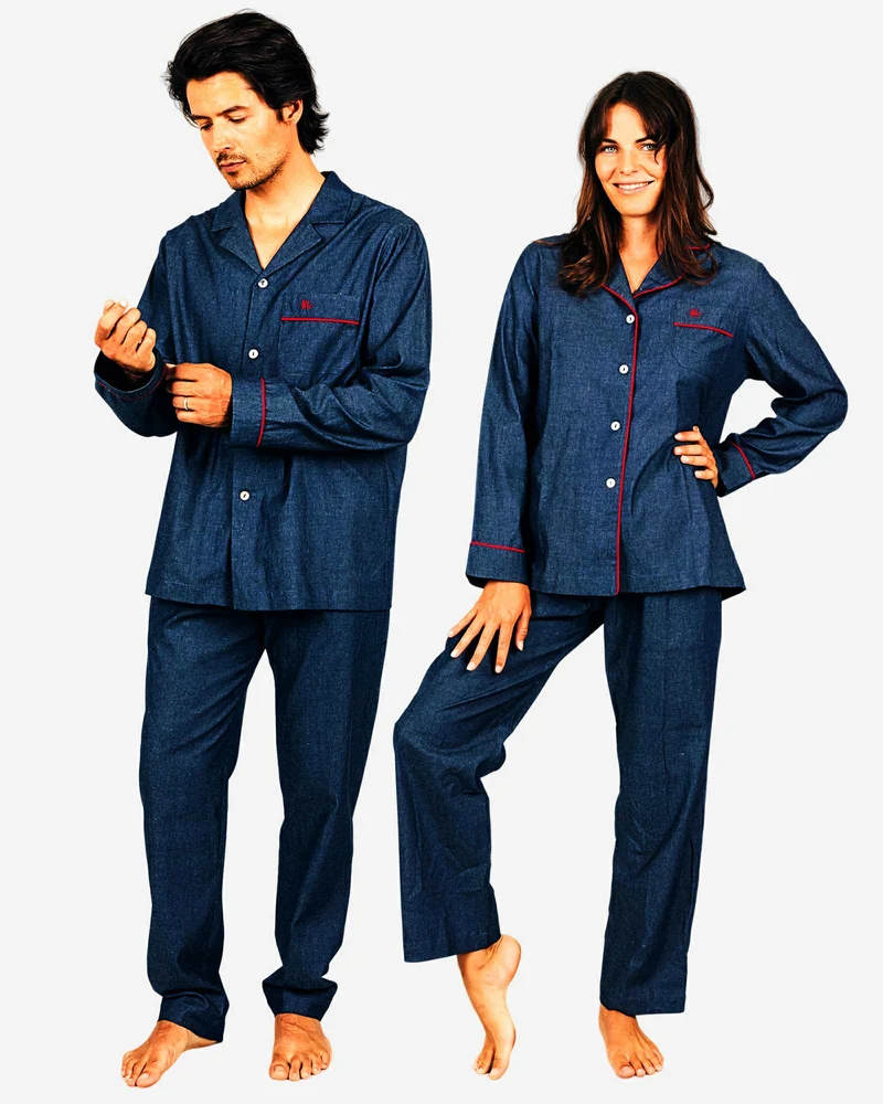 Blue Matching PJs - Denim Dark Blue