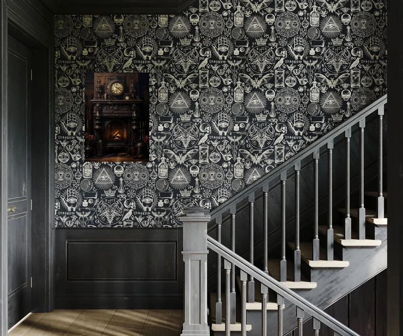 Gothic Tapestry - Study Room Fire - Gothic Wall Art