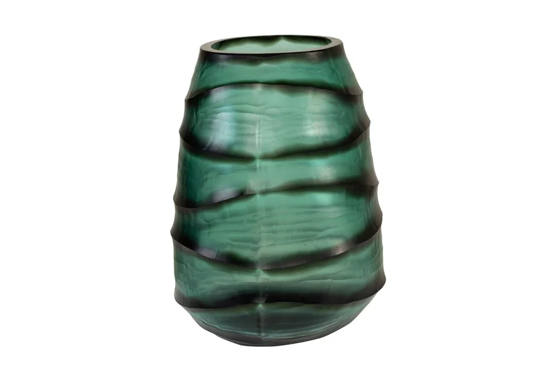 Casa Padrino Luxus Kerzenhalter Türkis / Grau 26 x 19,5 x H. 24 cm - Windlicht aus massivem Farbglas in Aqua und Grau, auch als Vase verwendbar - Luxus Deko Accessoires