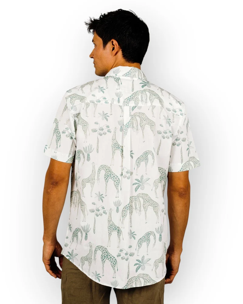 Men's Summer Shirt - Giraffes Green