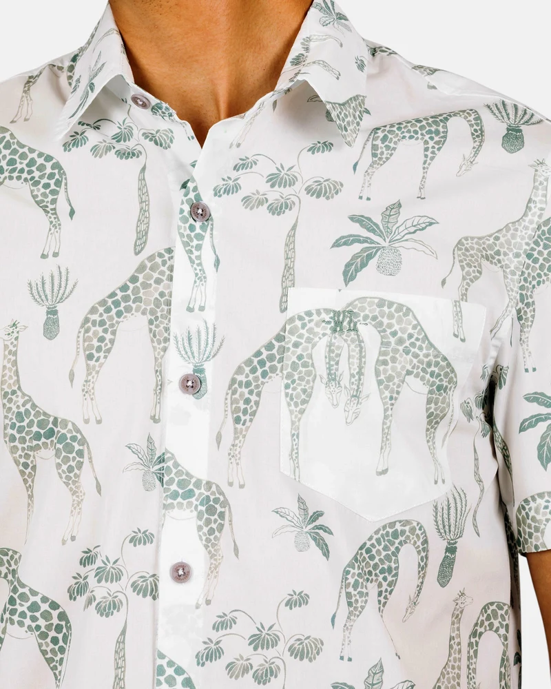 Men's Summer Shirt - Giraffes Green