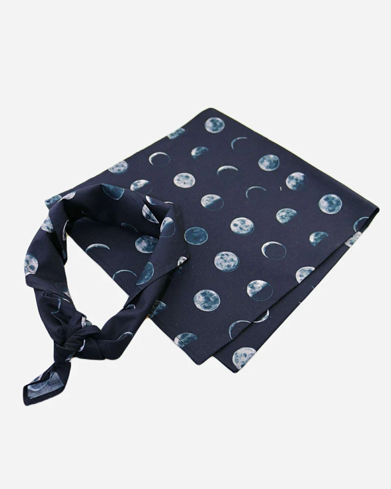 Dark Blue Bandana - Moons