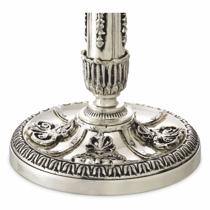Casa Padrino Luxus Barock Doppel Kerzenhalter im französischen Stil Antik Silber H. 50 cm - Barock Deko Accessoires