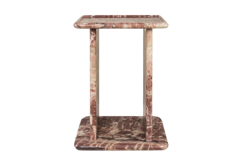 Casa Padrino Luxus Marmor Beistelltisch Rosa 30,5 x 23 x H. 41,5 cm - Schlanker Beistelltisch aus hochwertigem Rosalia Pink Marmor - Luxus Möbel