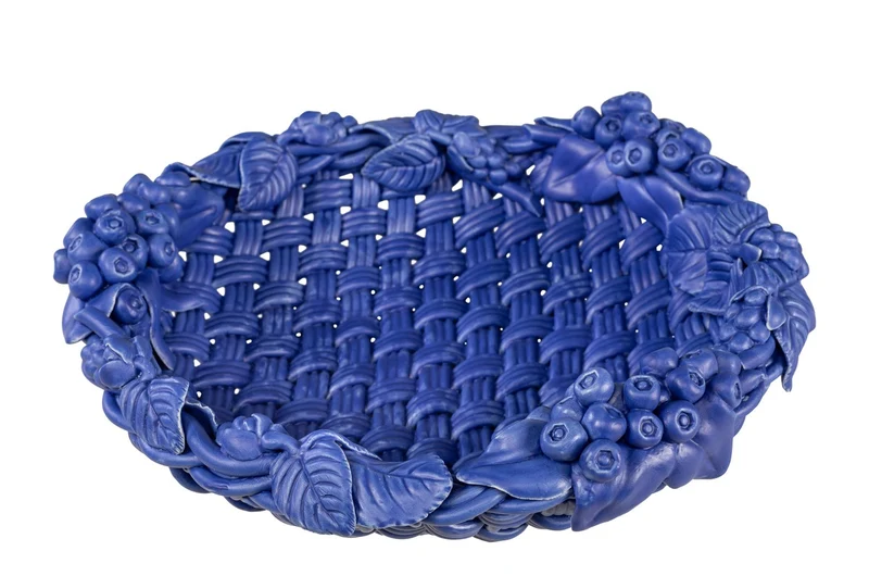 Casa Padrino Luxus Schale Blau Ø 32 x H. 10 cm - Runde Deko Schale aus hochwertiger Keramik - Luxus Deko Accessoires