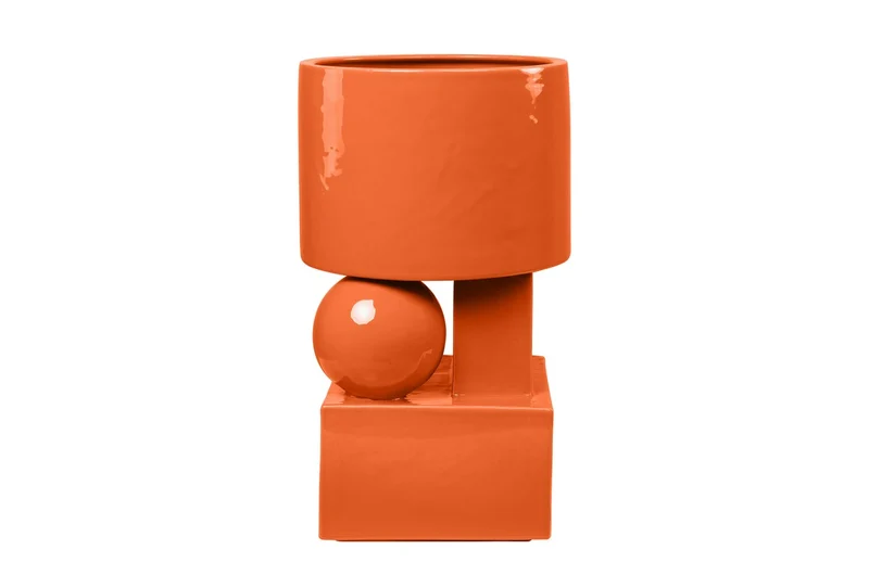 Casa Padrino Luxus Pflanzgefäß Orange 28 x 25 x H. 43,5 cm - Hohes Steingut Pflanzgefäß im Carrot Finish - Luxus Deko Accessoires