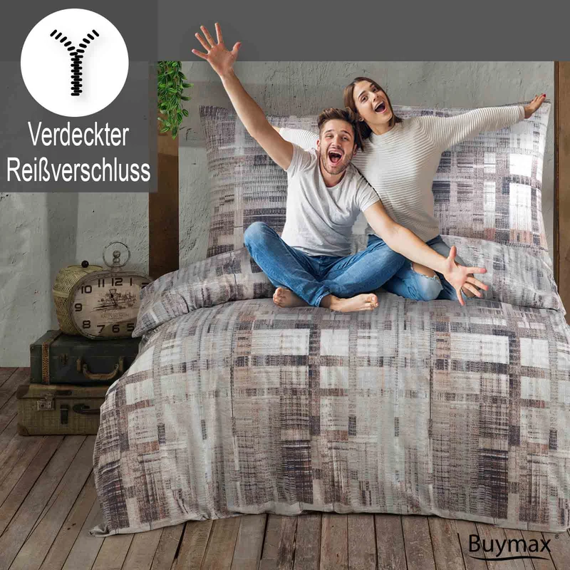 Renforcé Bettwäsche "Alvaro", 100% Baumwolle, Reißverschluss, 80x80 cm Kissenbezug
