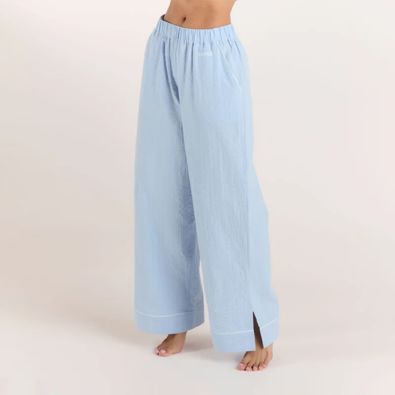 Texturierte Pyjamashorts aus Baumwoll - Blau