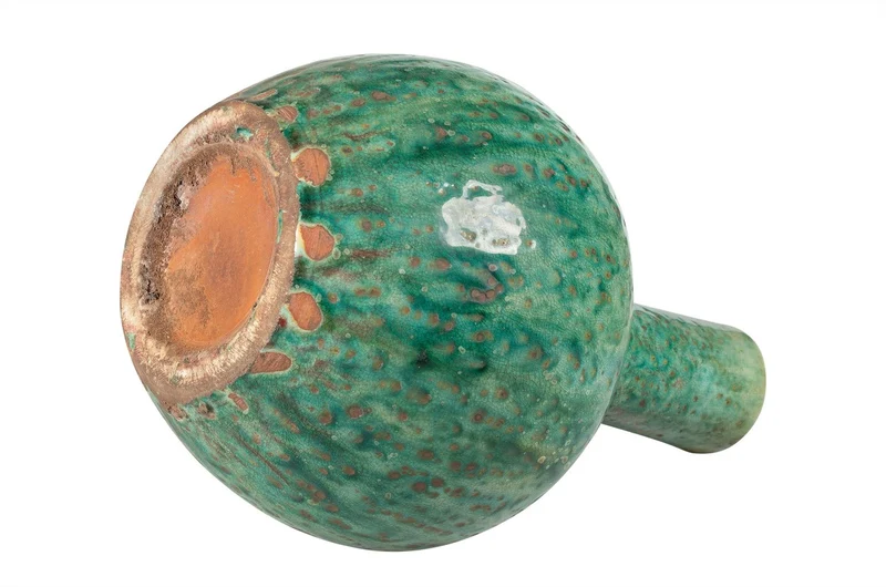 Casa Padrino Luxus Vase Grün Ø 21 x H. 32 cm - Schlanke Deko Vase aus Steingut in Grün - Luxus Deko Accessoires