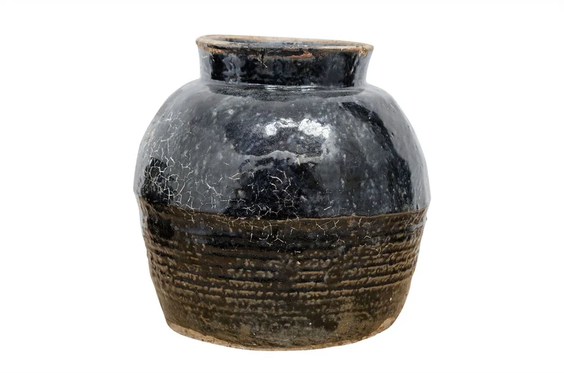 Casa Padrino Luxus Vase Ø 24-33 x H. 24-29 cm - Bauchige Keramik Vase im Antik-Look - Luxus Deko Accessoires