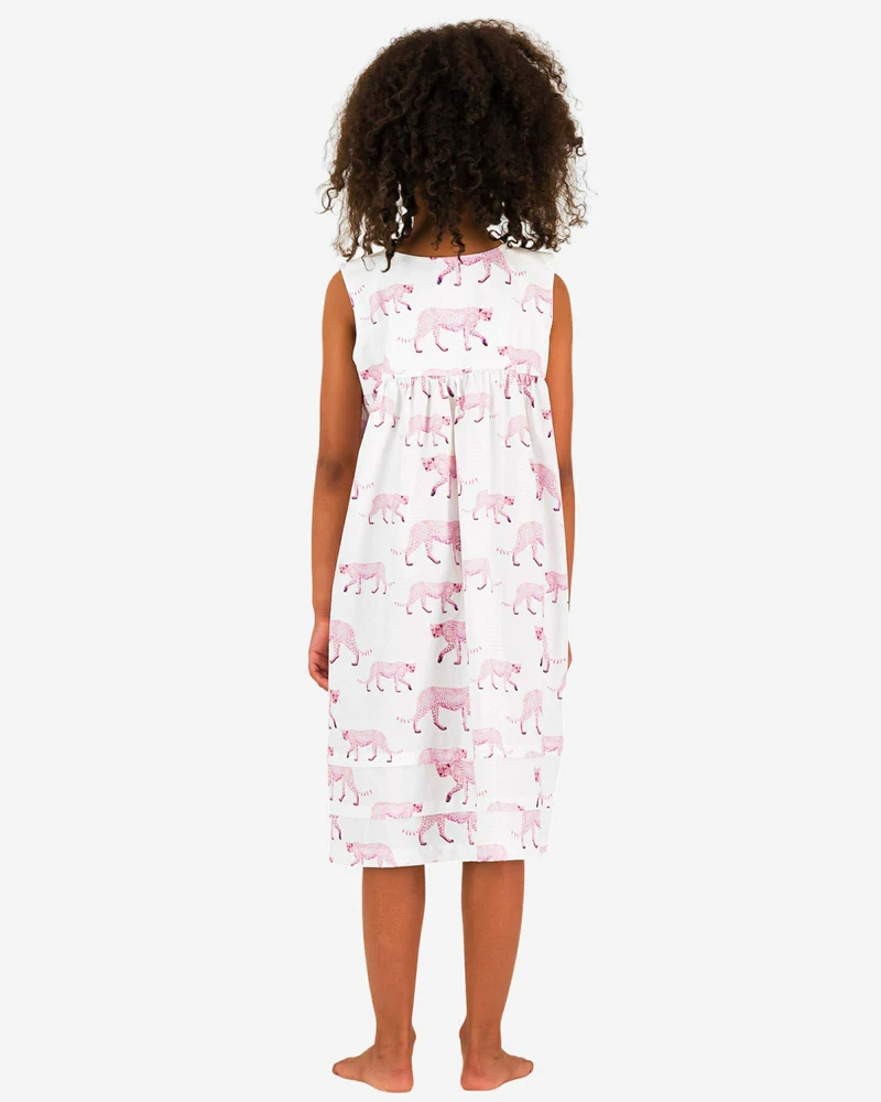 Girls' Short Sleeve Nighty - Pink Cheetah