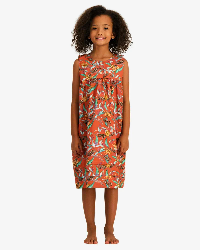 Girls' Short Sleeve Nighty - Nag Apies Orange