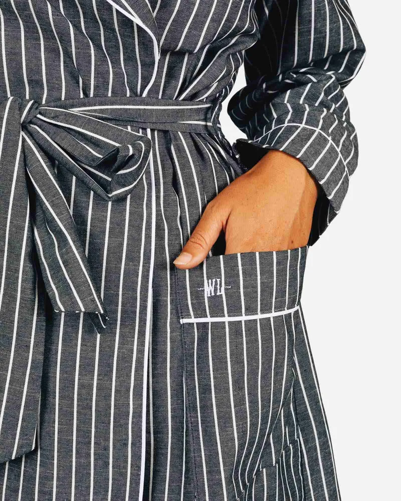 Women's dressign gown - Chambray Black Stripe