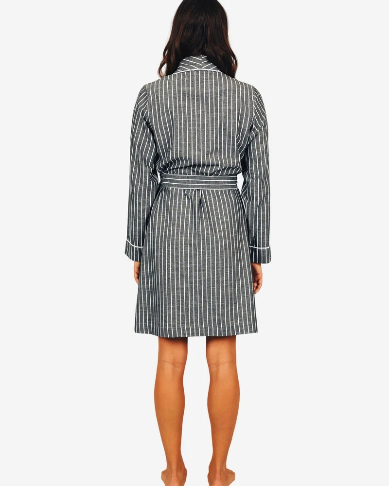 Women's dressign gown - Chambray Black Stripe