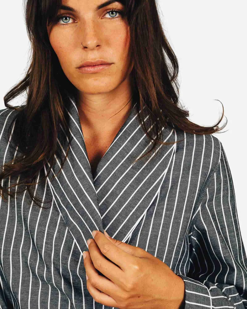 Women's dressign gown - Chambray Black Stripe