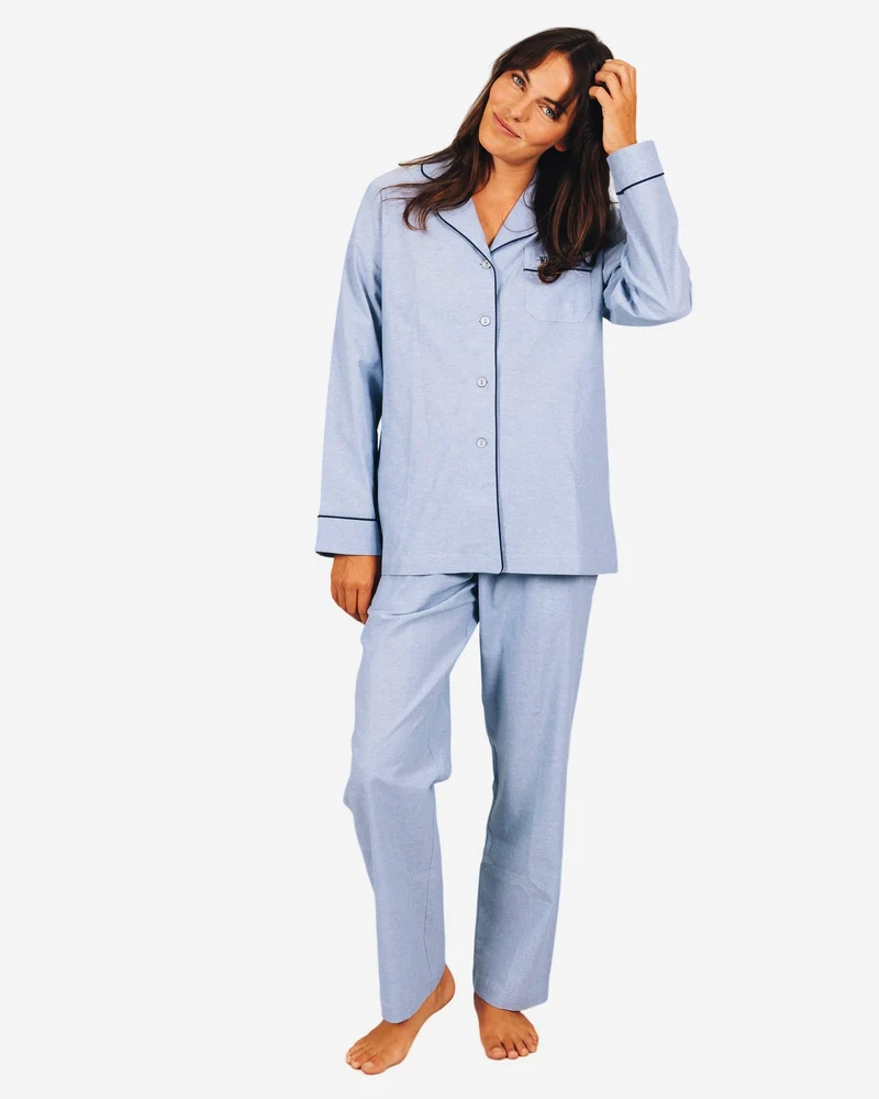 Women's Long Pyjamas Set - Denim Light Blue