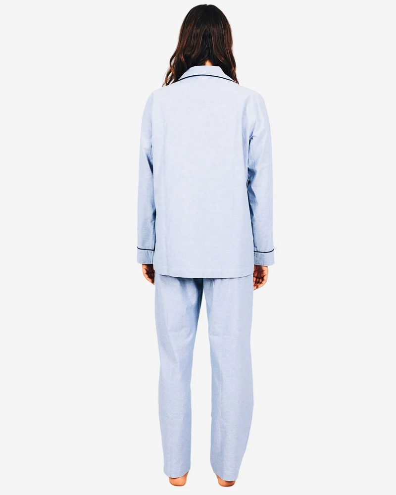 Women's Long Pyjamas Set - Denim Light Blue