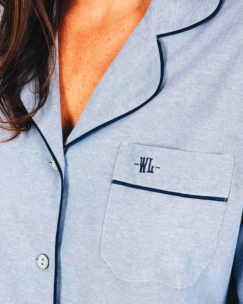 Women's Long Pyjamas Set - Denim Light Blue