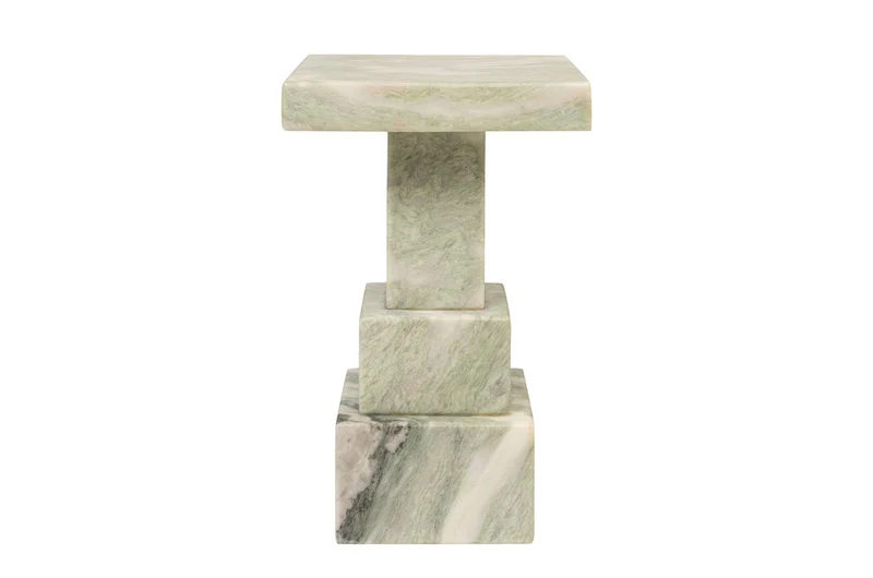 Casa Padrino Luxus Marmor Beistelltisch Grün 30,5 x 30,5 x H. 48,5 cm - Massiver Sockel Beistelltisch aus hochwertigem Indian Green Onyx - Luxus Möbel
