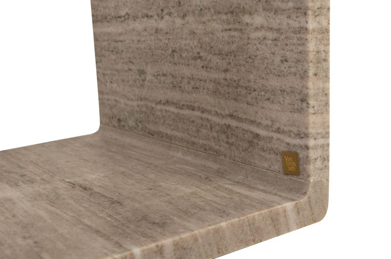 Casa Padrino Luxus Marmor Beistelltisch Beige / Weinrot 40 x 40 x H. 60 cm - Runder Beistelltisch mit skulpturalem Fuß aus hochwertigem Marmor mit Rosso Levanto Partien - Luxus Möbel
