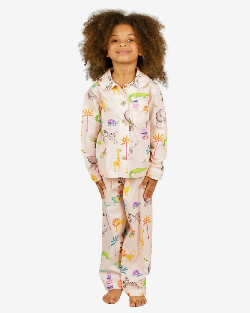 Girls' Long Pyjamas Set - Safari