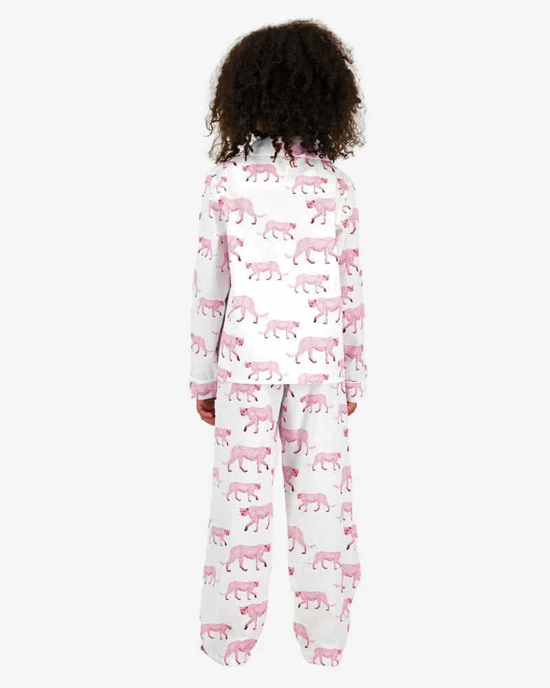 Girls' Long Pyjamas Set - Pink Cheetah
