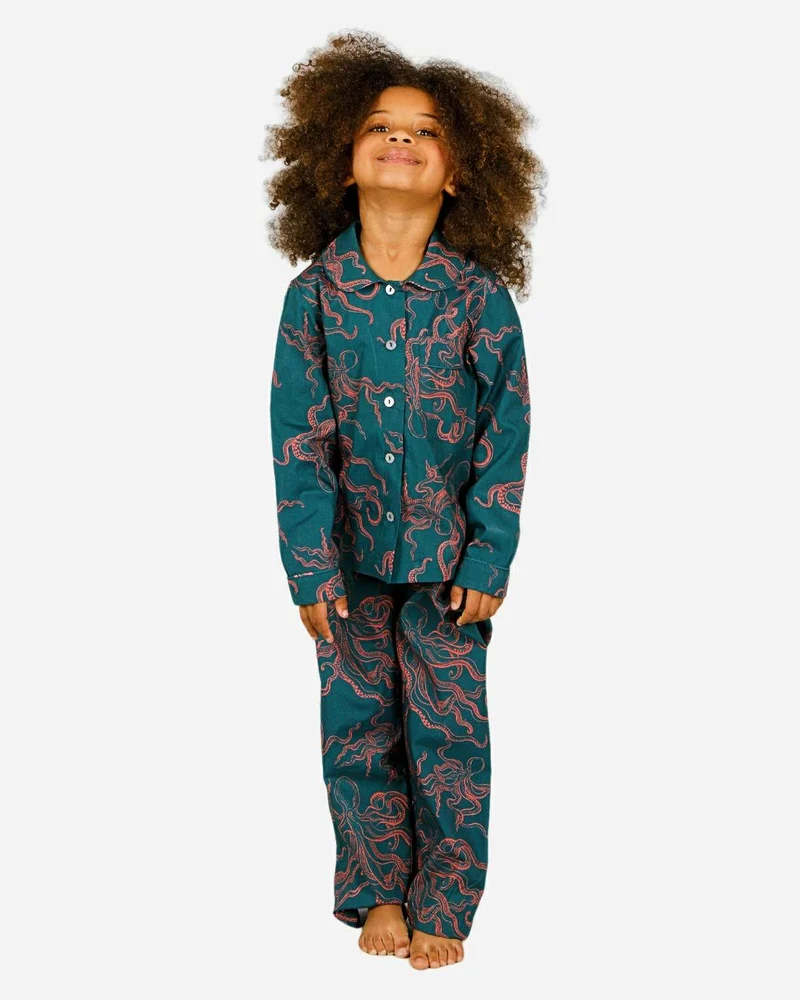 Girls' Long Pyjamas Set - Octopus Pink