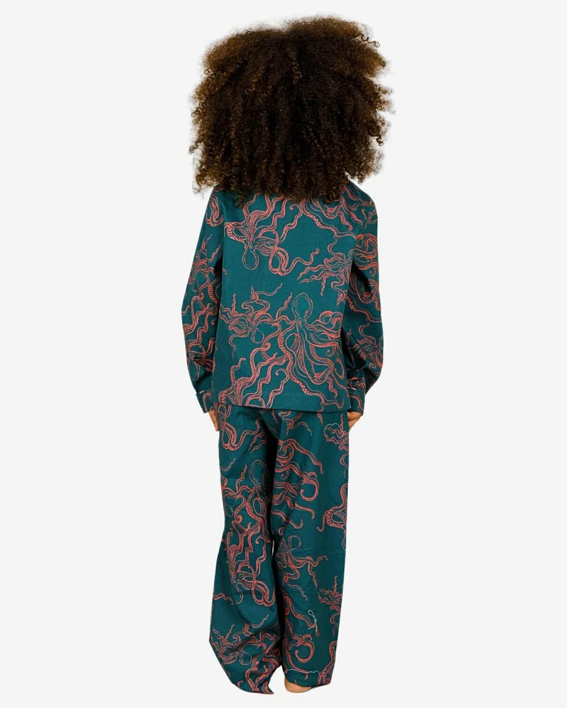 Girls' Long Pyjamas Set - Octopus Pink